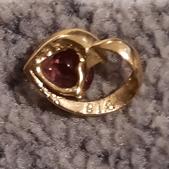 AUTHENTIC SOLID 14K YELLOW GOLD GENUINE RHODOLITE GARNET HEART PENDANT SLIDER 🎁 - Picture 4 of 7